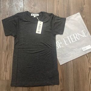 Eterne Butter Soft XS USA Made Charcoal Crewneck Tee NWT Rayon Spandex Blend